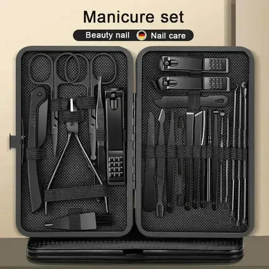 Estuche para juego de cortauñas de manicura negro