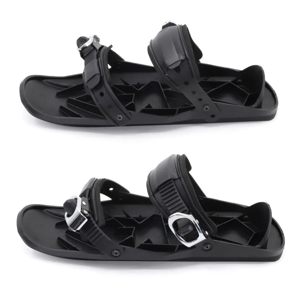 Black Mini Ski Skates Snow Shoes: Portable Adjustable Bindings - # BOAA73110008