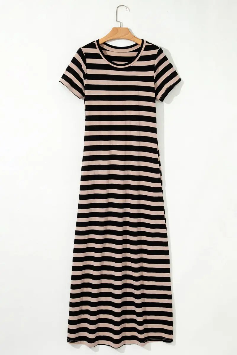 T-Shirts Love Salve Black Stripe Maxi Dress Women's Casual Summer Dress w/ Pockets