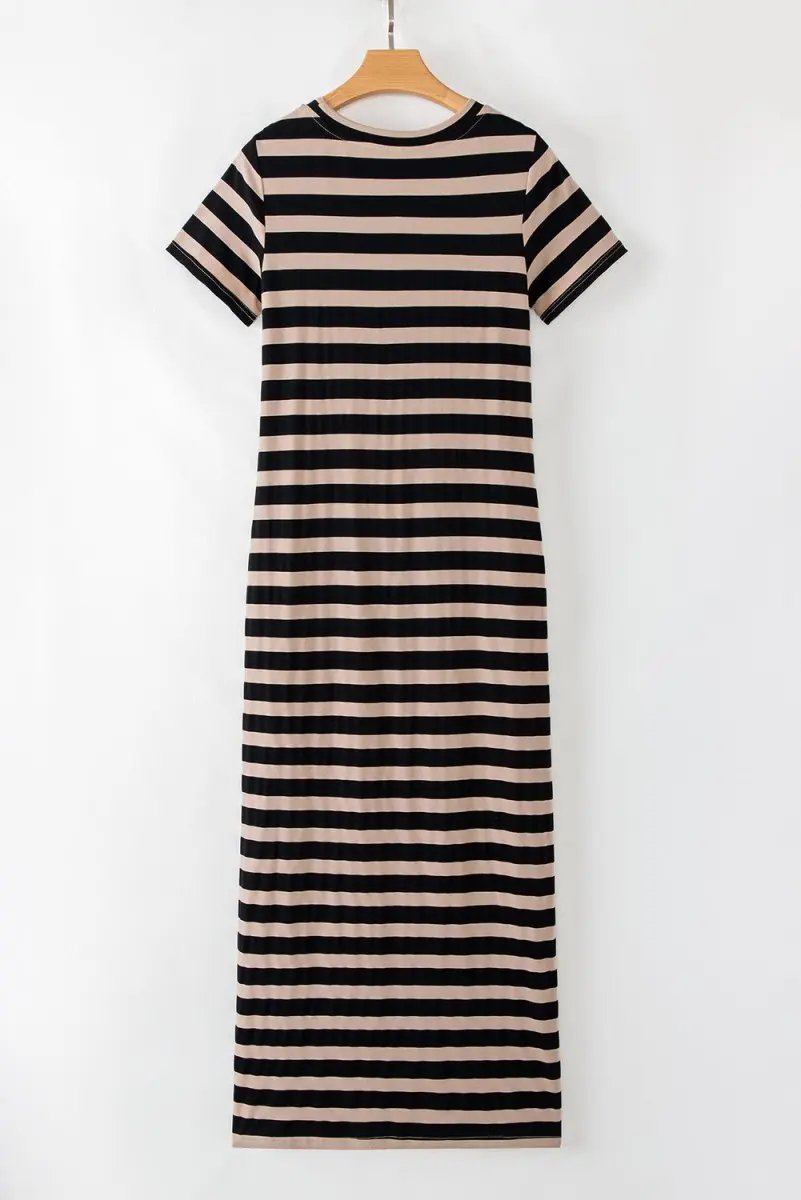 T-Shirts Love Salve Black Stripe Maxi Dress Women's Casual Summer Dress w/ Pockets