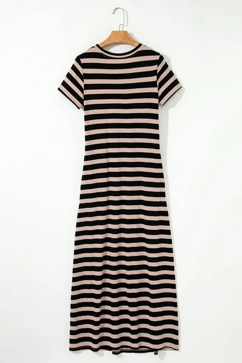 T-Shirts Love Salve Black Stripe Maxi Dress Women's Casual Summer Dress w/ Pockets