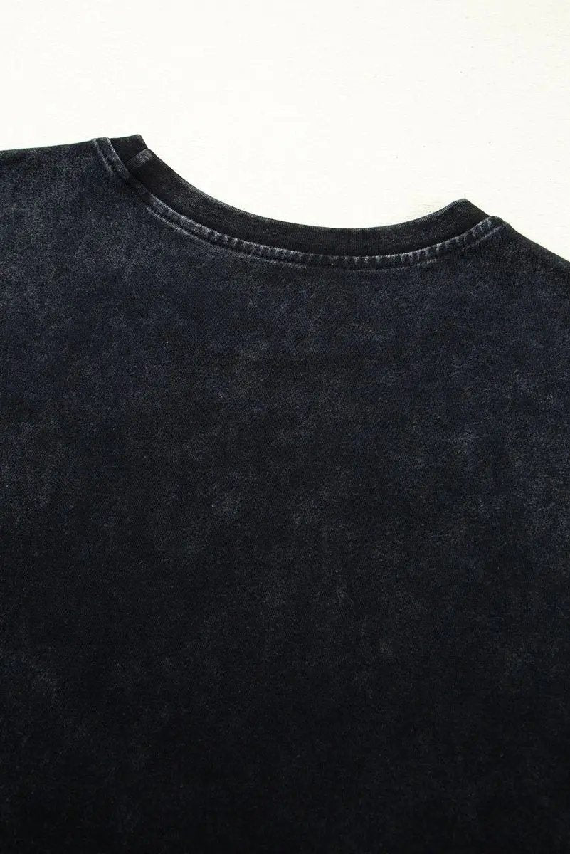 T-Shirts Love Salve Black Western Graphic Women's Tee Casual Top Side Slits Soft