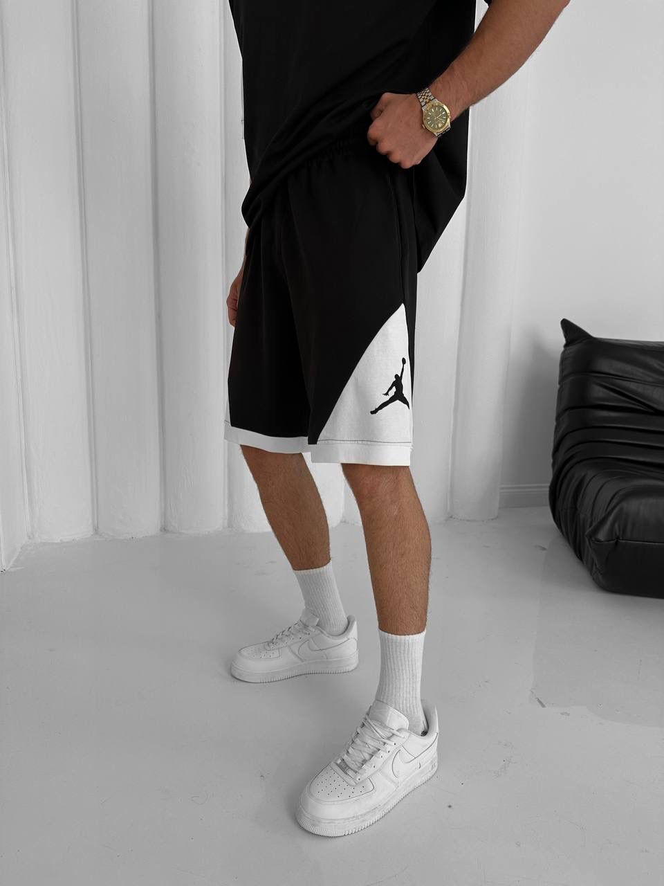 Conjunto de dos piezas Jordan en blanco y negro – Ropa deportiva casual para hombre