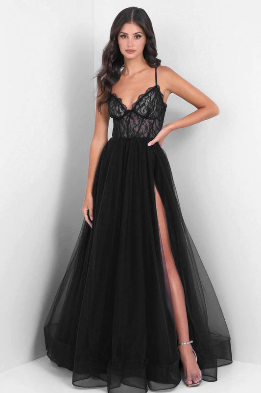 Dani Gown - Black - Lace & Tulle A-line Dress