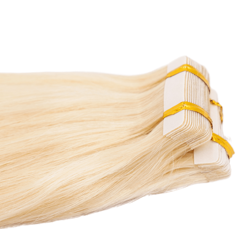 Extensiones de cabello 100% humano rubio crudo liso con cinta adhesiva