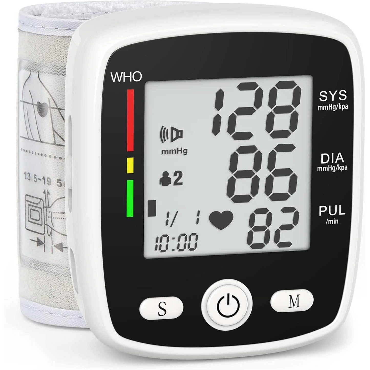 Blood Pressure Monitor Digital Wrist BP Machine Automatic BP Cuff with 2 Users 180 Memory Voice Large LCD Display