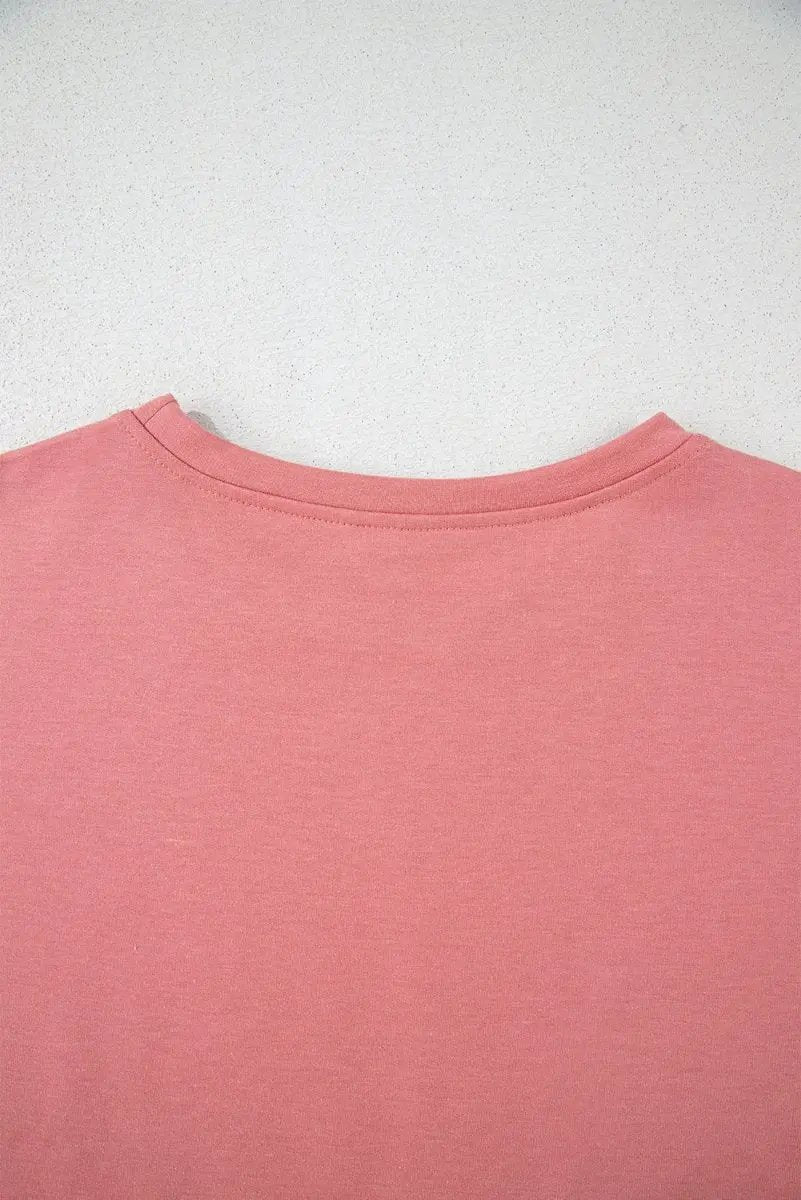 T-Shirts Love Salve Pink Skort Set Women's Daily Wear Outfit Casual, Cropped Tee & Ruffle Skort, Summer Ready
