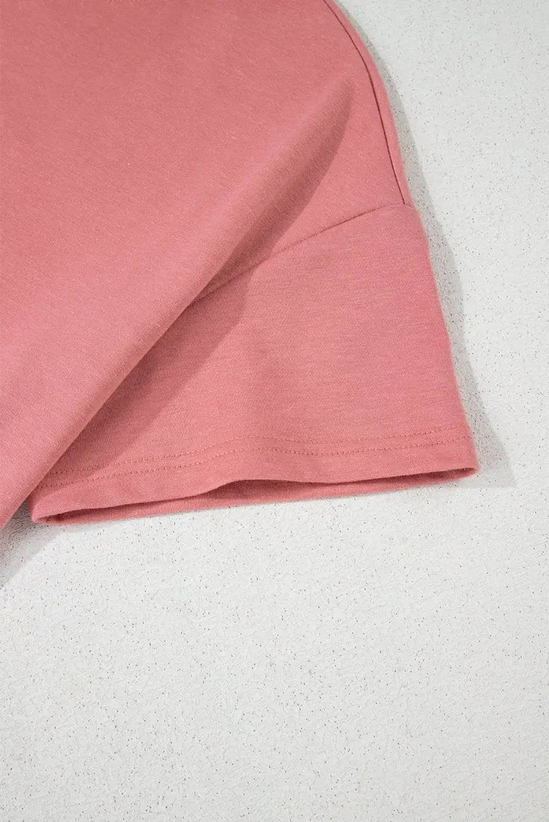 T-Shirts Love Salve Pink Skort Set Women's Daily Wear Outfit Casual, Cropped Tee & Ruffle Skort, Summer Ready