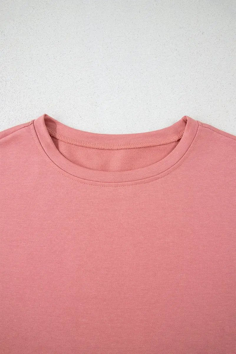 T-Shirts Love Salve Pink Skort Set Women's Daily Wear Outfit Casual, Cropped Tee & Ruffle Skort, Summer Ready