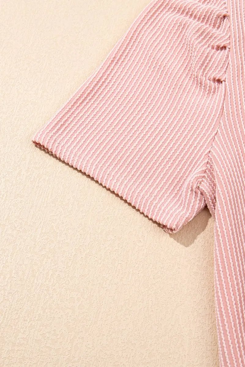 Sweaters Love Salve Pink Corded Knit Dress Women's Daily Mini Dress Puff Sleeve Casual
