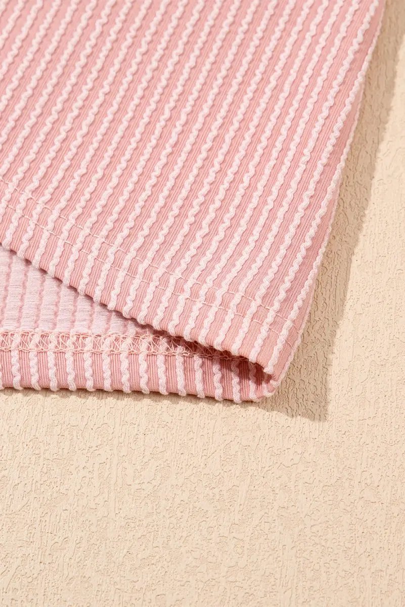 Sweaters Love Salve Pink Corded Knit Dress Women's Daily Mini Dress Puff Sleeve Casual