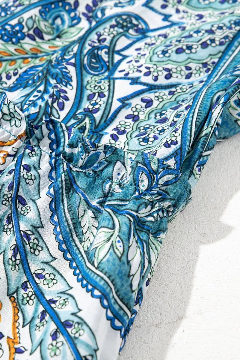 Dresses Love Salve Blue Paisley Mini Dress Women's Summer Bohemian A-Line - Flattering & Cute