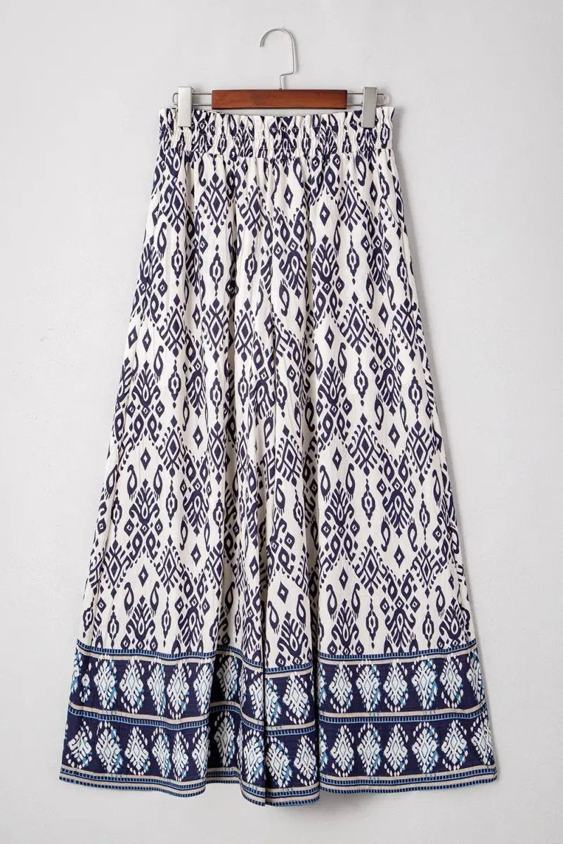Love Salve Blue Boho Pants Women's Vacation Wide Leg Trousers - Comfy & Stylish