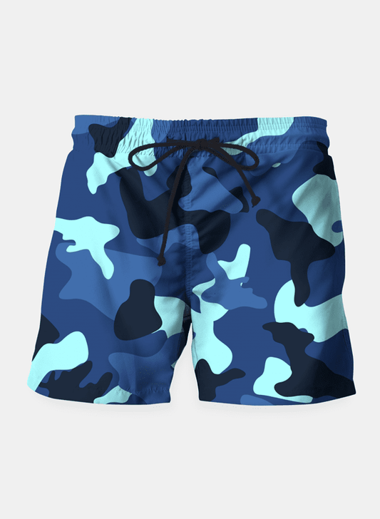 Pantalones cortos con estampado de camuflaje de la marina azul