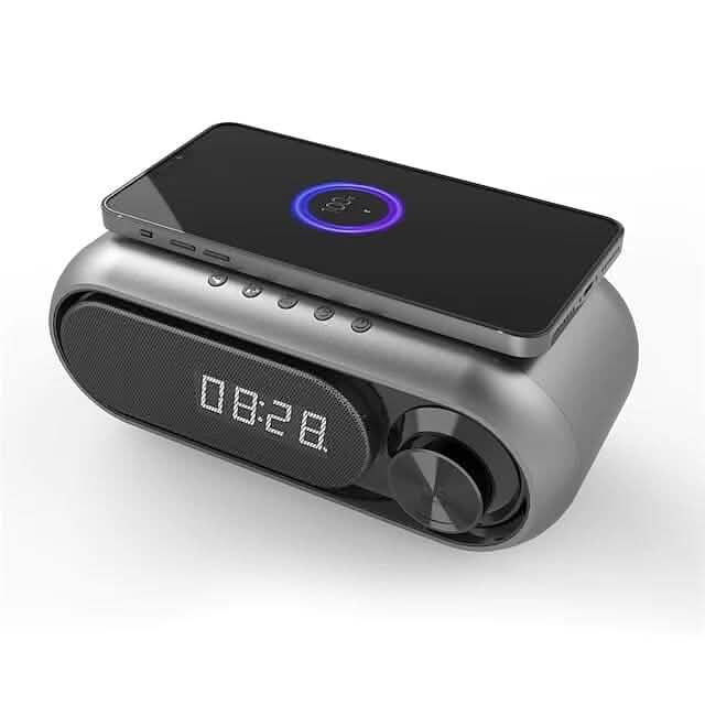Bluetooth Speaker Wireless Charger with Alarm Clock