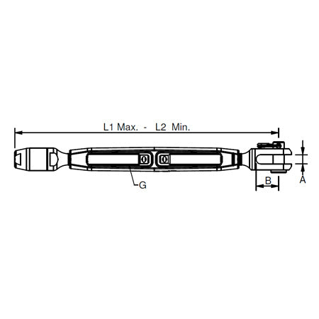 Rigging screw w/rope terminal – open body