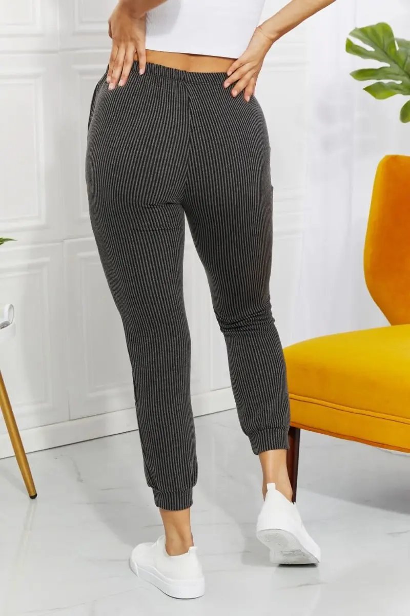 Lovesalve WS Ribbed Joggers Women's Loungewear Casual Full Size Easy Living Pants