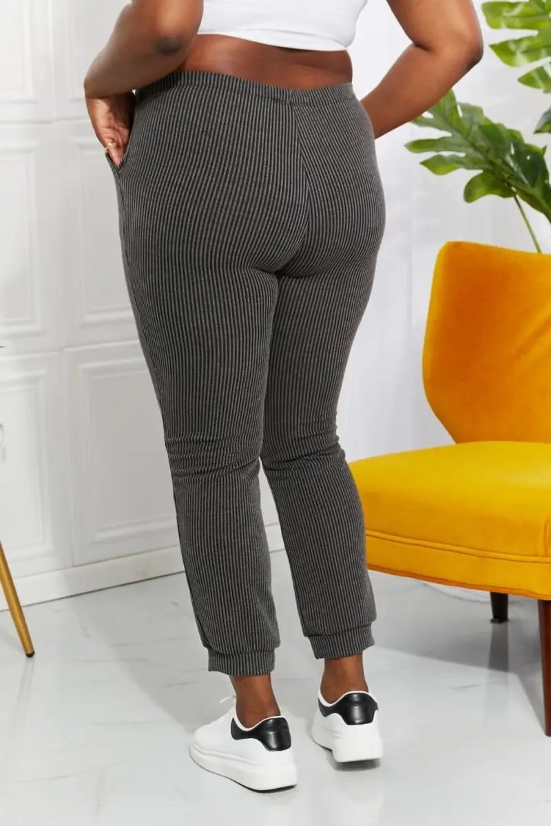 Lovesalve WS Ribbed Joggers Women's Loungewear Casual Full Size Easy Living Pants