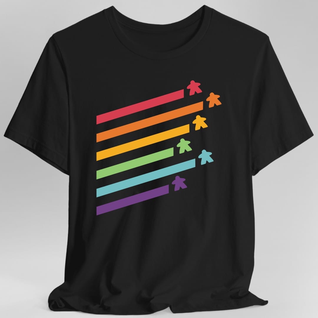Camiseta Meeple - Camiseta de Juego de Mesa Retro Arcoíris