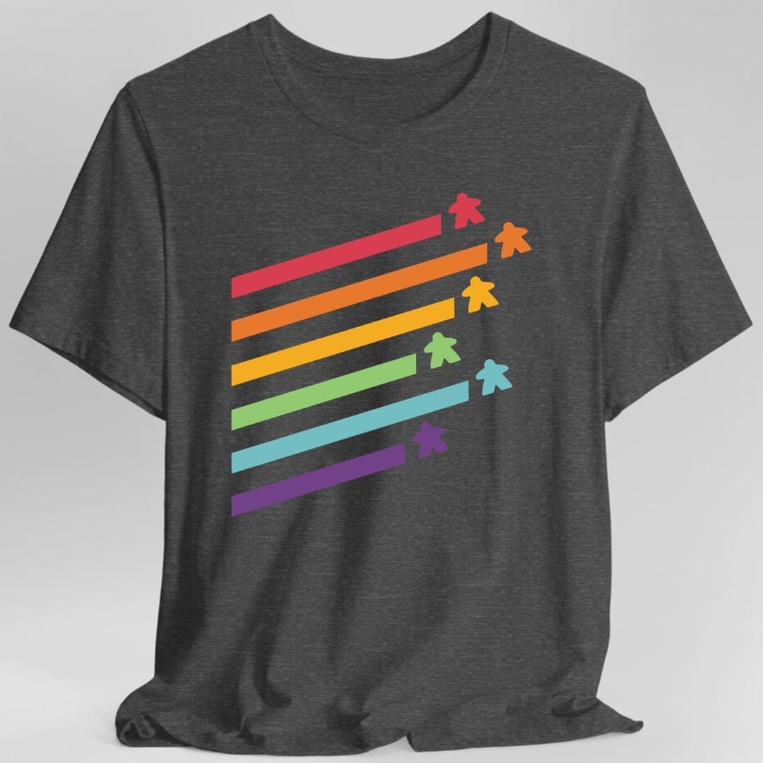Camiseta Meeple - Camiseta de Juego de Mesa Retro Arcoíris