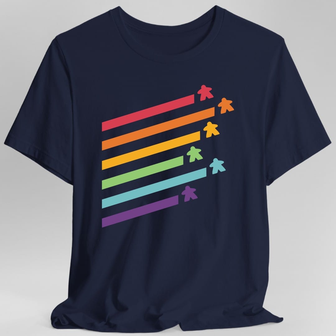 Camiseta Meeple - Camiseta de Juego de Mesa Retro Arcoíris