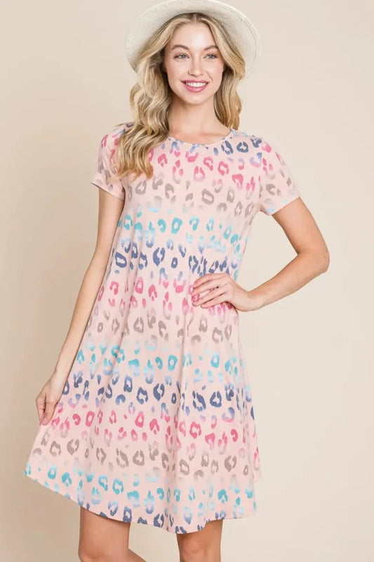 Vestidos Trendsi Vestido Mini Casual de Verano con Estampado de Leopardo para Mujer - Suave y Cómodo