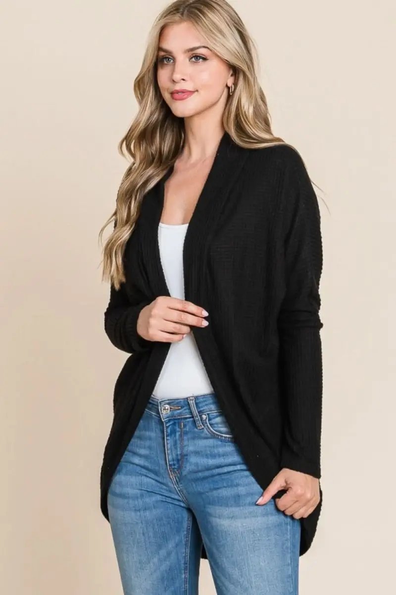 Sweaters Trendsi Waffle Knit Cardigan Women's Open Front Cocoon Shoptok Outerwear - Soft & Cozy