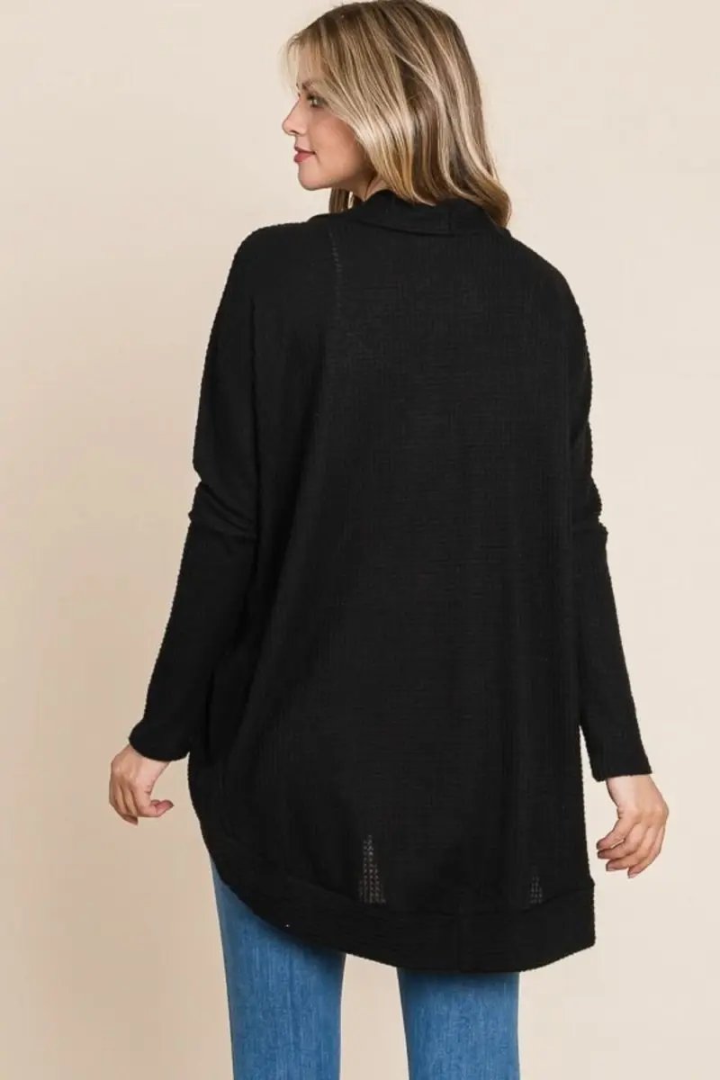 Sweaters Trendsi Waffle Knit Cardigan Women's Open Front Cocoon Shoptok Outerwear - Soft & Cozy