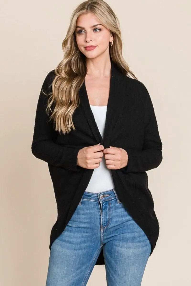Sweaters Trendsi Waffle Knit Cardigan Women's Open Front Cocoon Shoptok Outerwear - Soft & Cozy