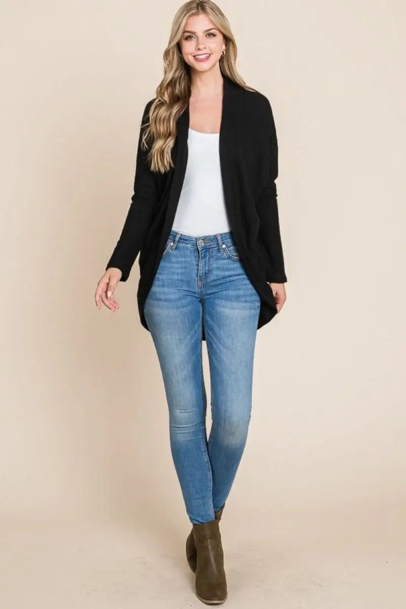 Sweaters Trendsi Waffle Knit Cardigan Women's Open Front Cocoon Shoptok Outerwear - Soft & Cozy