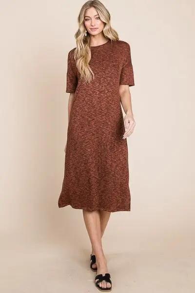 Vestidos Trendsi Vestido Midi de Mujer Diario de Cuello Redondo con Abertura Lateral Casual - Cómodo y Elegante