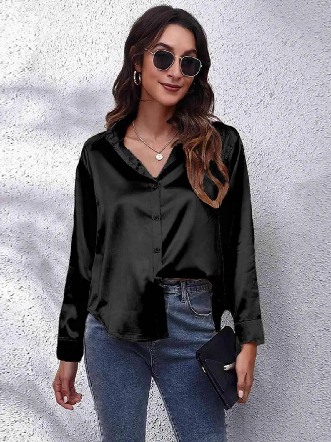 Collared Neck Buttoned Long Sleeve Shirt | Classic Everyday Style – Bona Fide Fashion