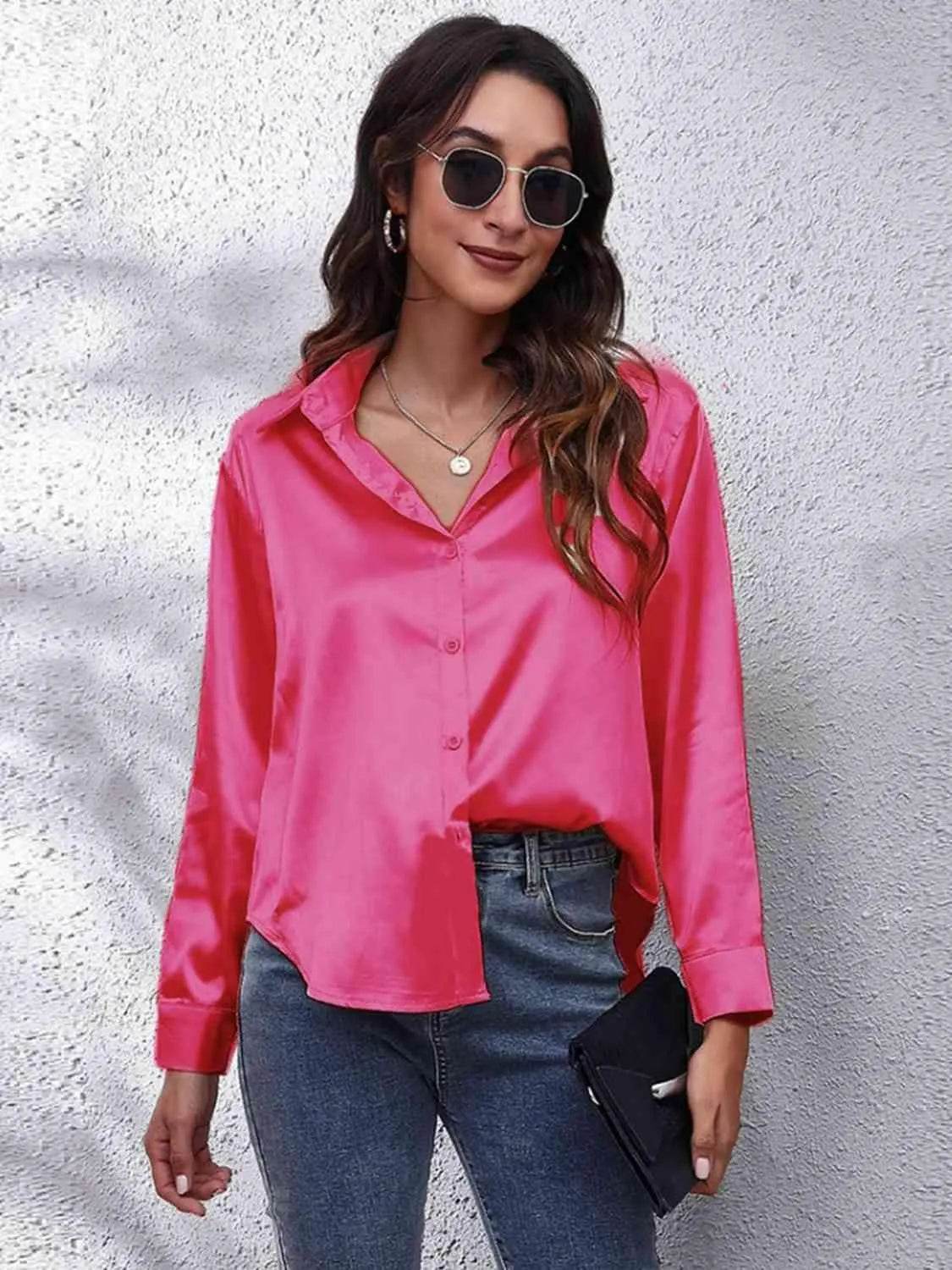 Collared Neck Buttoned Long Sleeve Shirt | Classic Everyday Style – Bona Fide Fashion