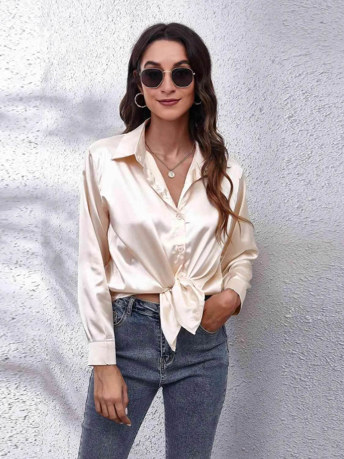 Collared Neck Buttoned Long Sleeve Shirt | Classic Everyday Style – Bona Fide Fashion