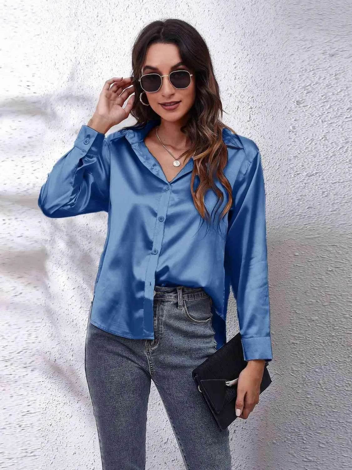 Collared Neck Buttoned Long Sleeve Shirt | Classic Everyday Style – Bona Fide Fashion