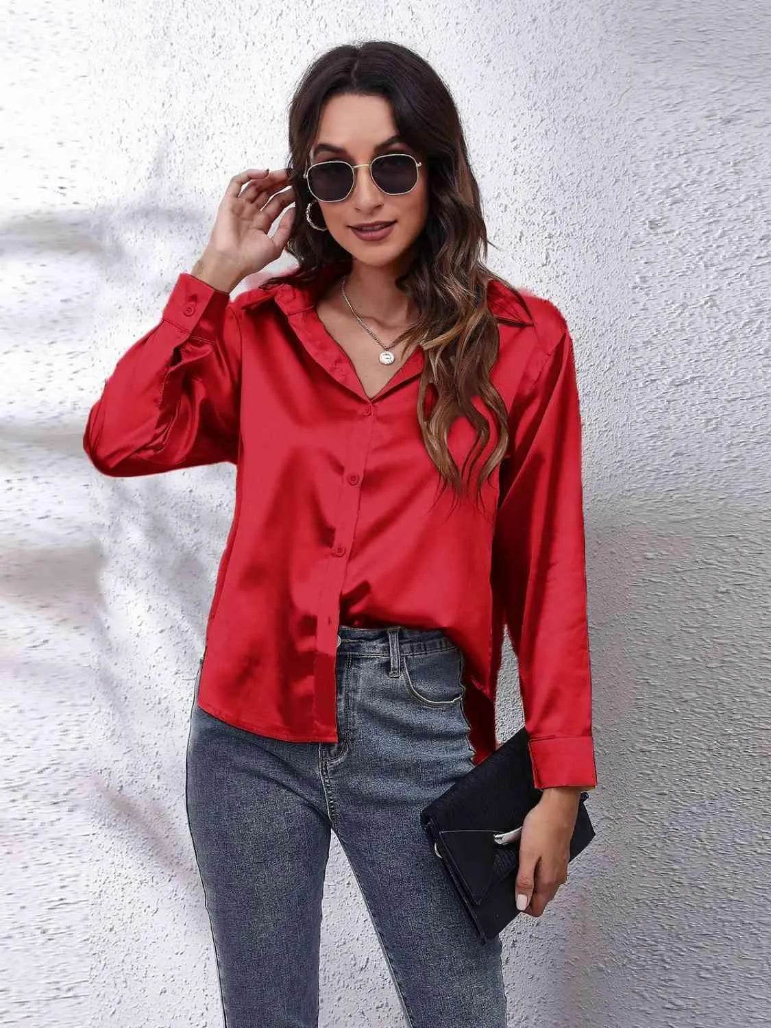 Collared Neck Buttoned Long Sleeve Shirt | Classic Everyday Style – Bona Fide Fashion