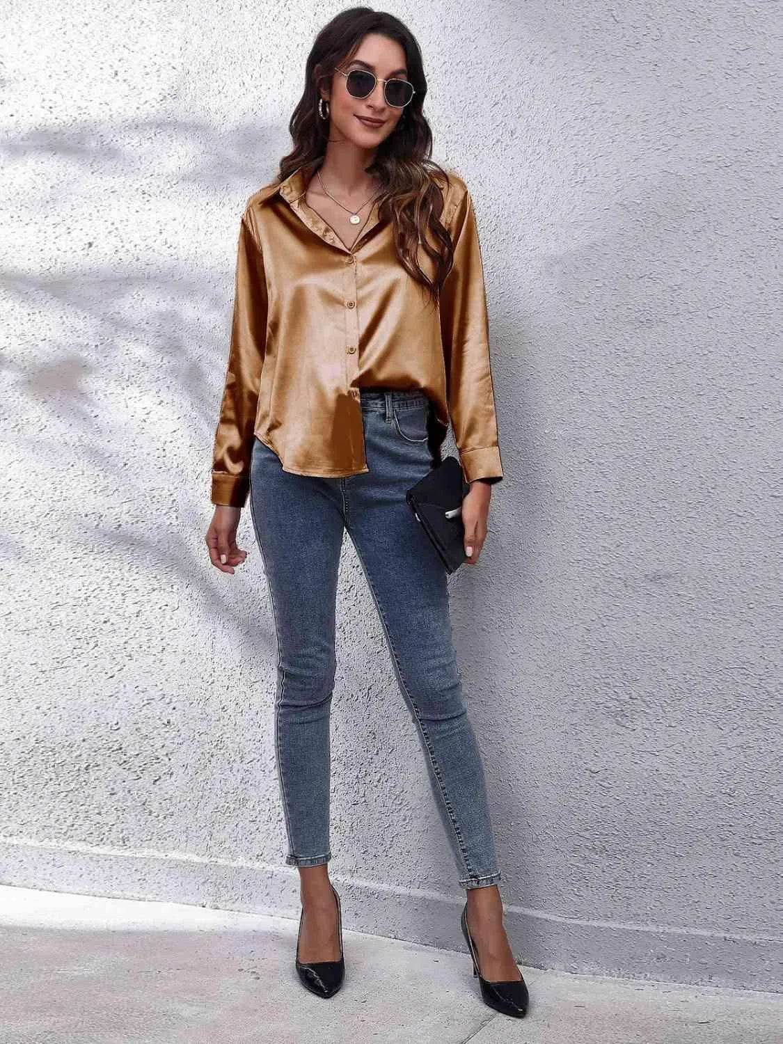 Collared Neck Buttoned Long Sleeve Shirt | Classic Everyday Style – Bona Fide Fashion