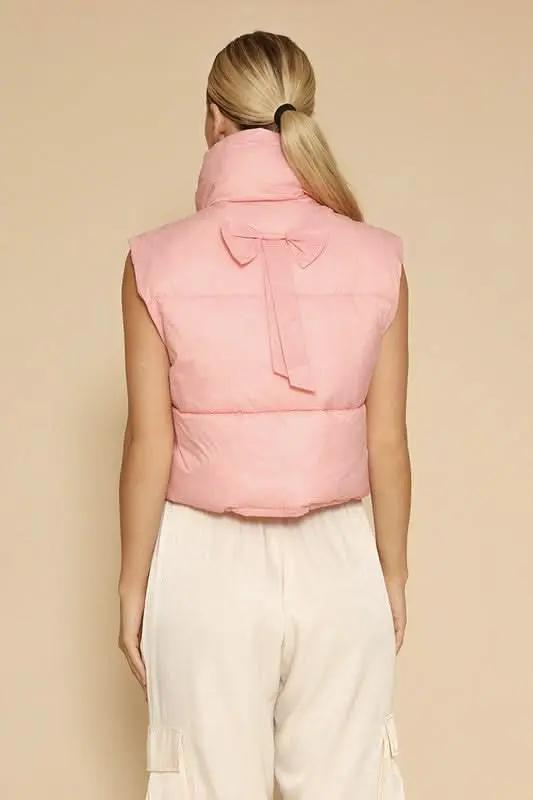 Chaleco corto de plumón para mujer Chaleco corto de plumón - Detalle de lazo y ligero - Moda de tendencia