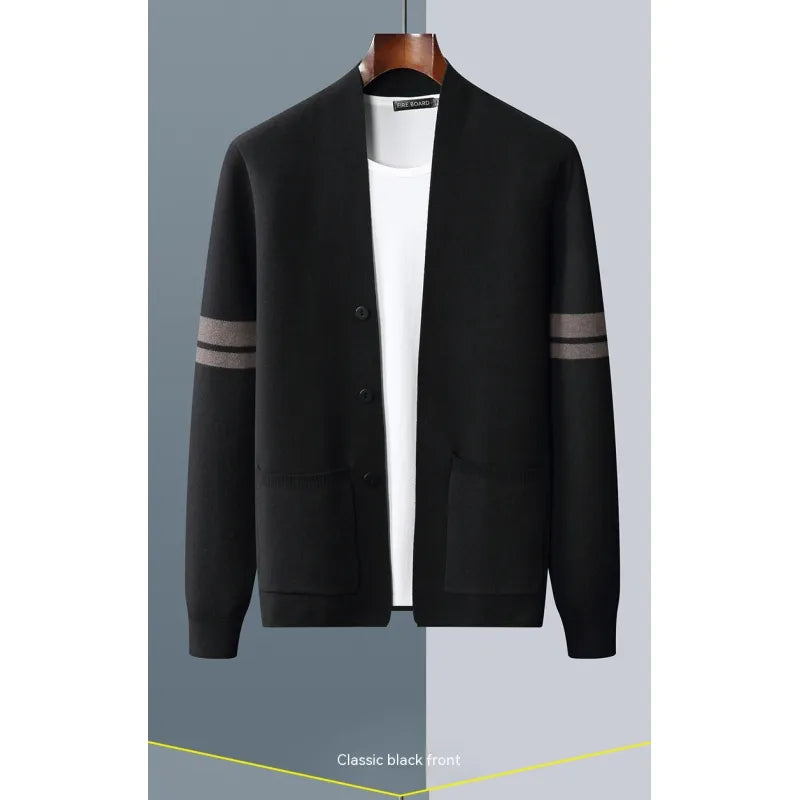 Boys Men's Fall Winter Fashion V-neck Casual Wool Knitted Sweater Coat - # BOAA13510045