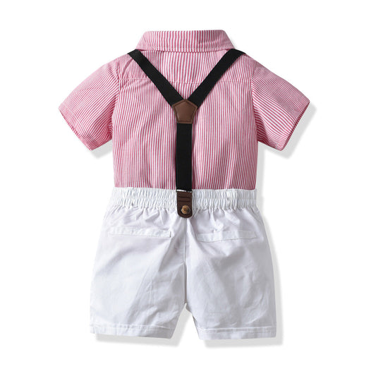 Boys' Summer Shirt Set with Bowtie and Suspenders - # BAAA71710014
