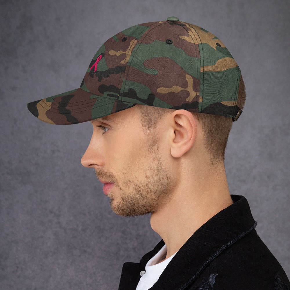 Gorra de Papá para Concienciación sobre el Cáncer de Mama con Cinta Rosa
