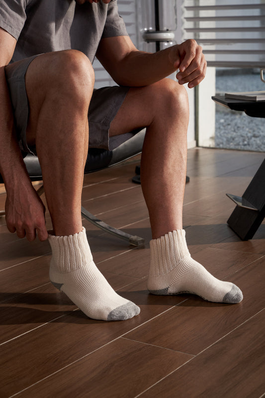 12-Pack Men's Work From Home Crew Socks with Relaxed Cuff and Non-Slip Grip