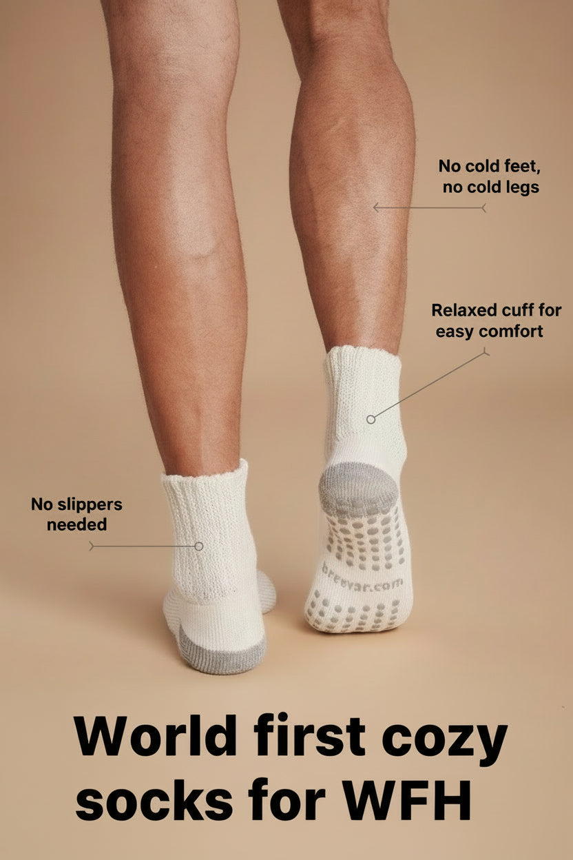 12-Pack Men's Work From Home Crew Socks with Relaxed Cuff and Non-Slip Grip