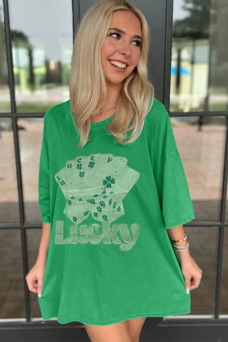 T-Shirts Love Salve Green Rhinestone Mini Dress Women's Casual Party Tee - Sparkly, Unique