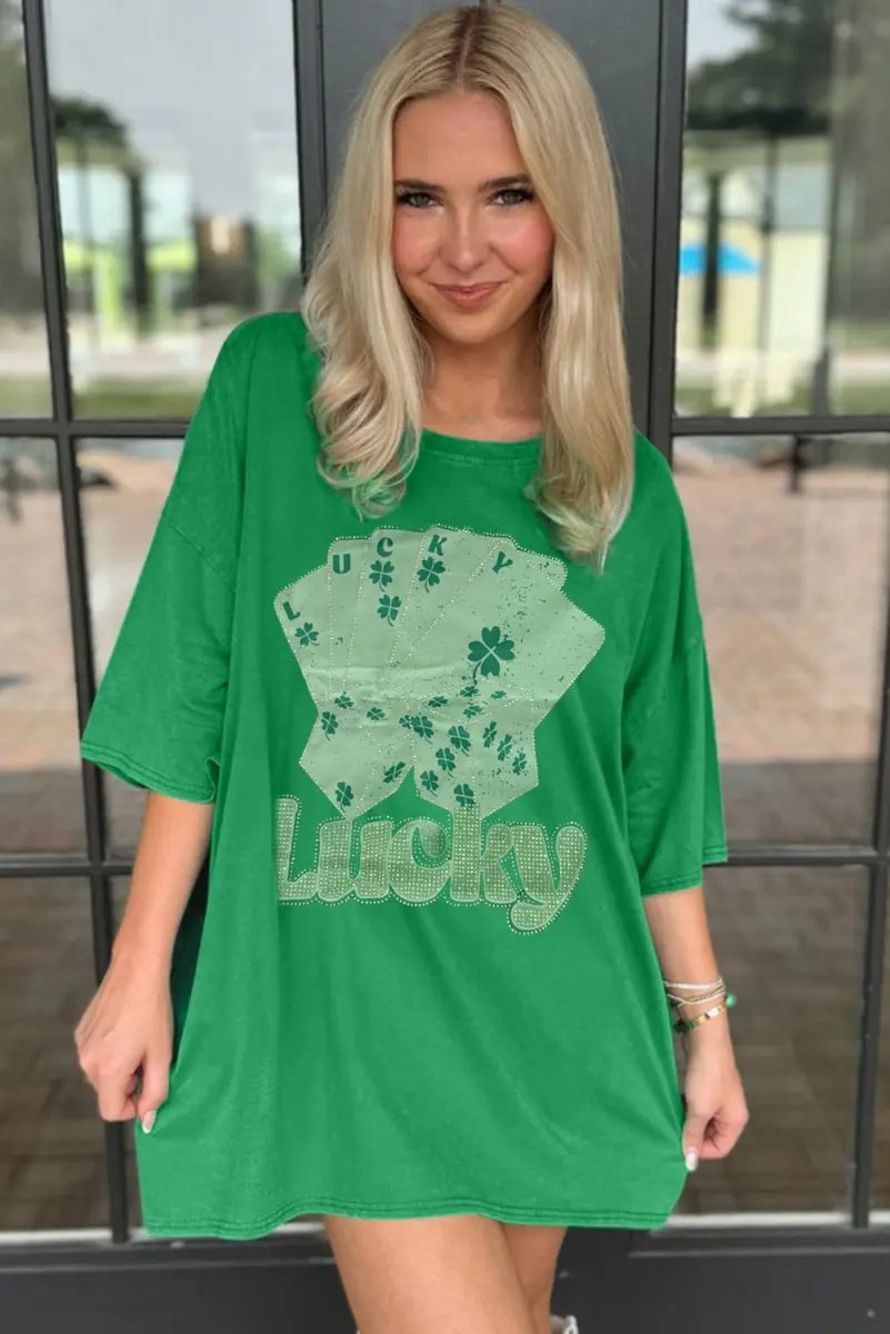T-Shirts Love Salve Green Rhinestone Mini Dress Women's Casual Party Tee - Sparkly, Unique