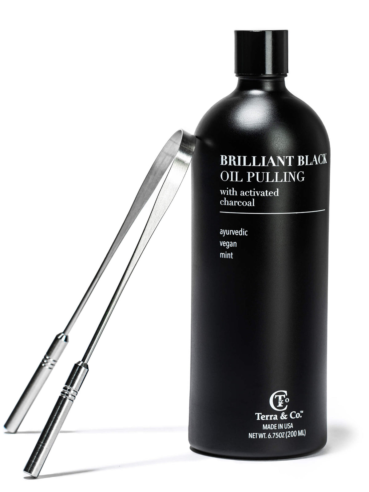 Paquete de aceite blanqueador con carbón activado y limpiador de lengua de acero inoxidable