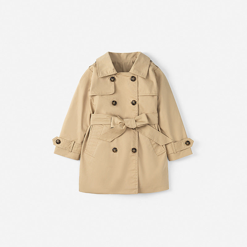British Mid-Length Trench Coat for Girls - # GIAA21210044