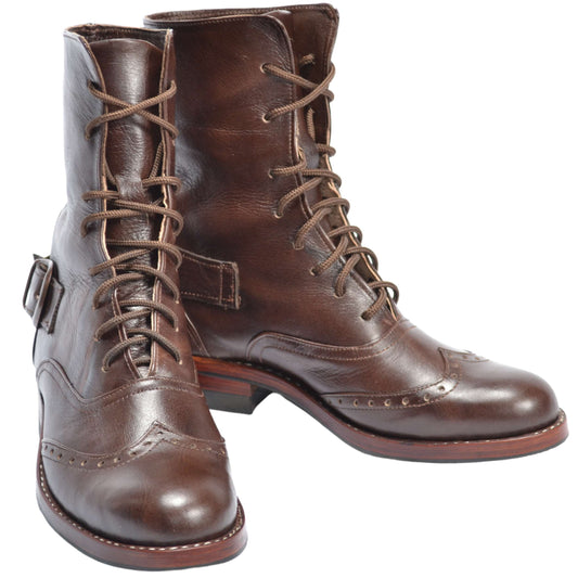Botines victorianos de cuero marrón