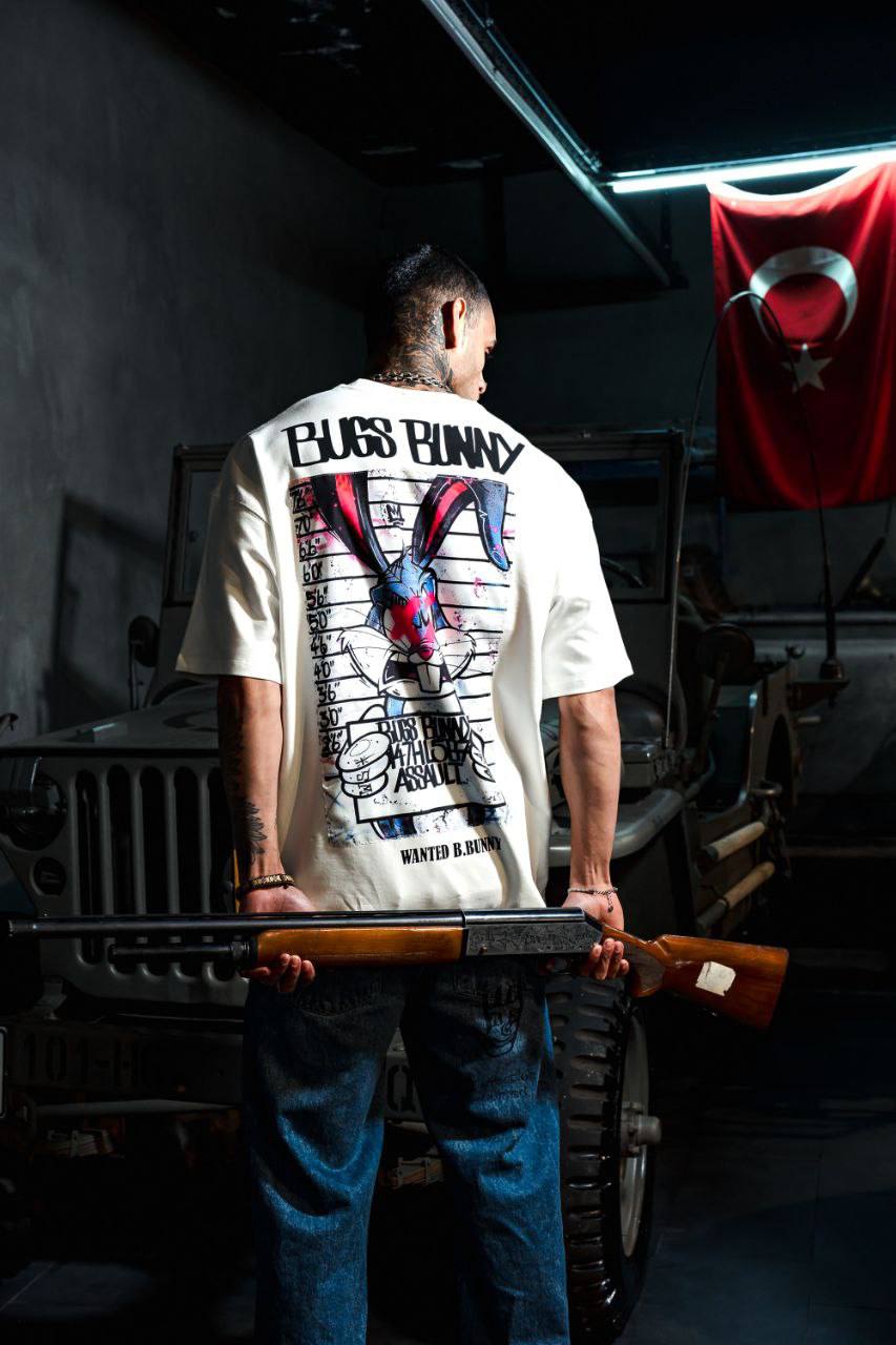 Camiseta extragrande con gráfico de "Bugs Bunny" para hombre - Camiseta Looney Tunes estilo urbano