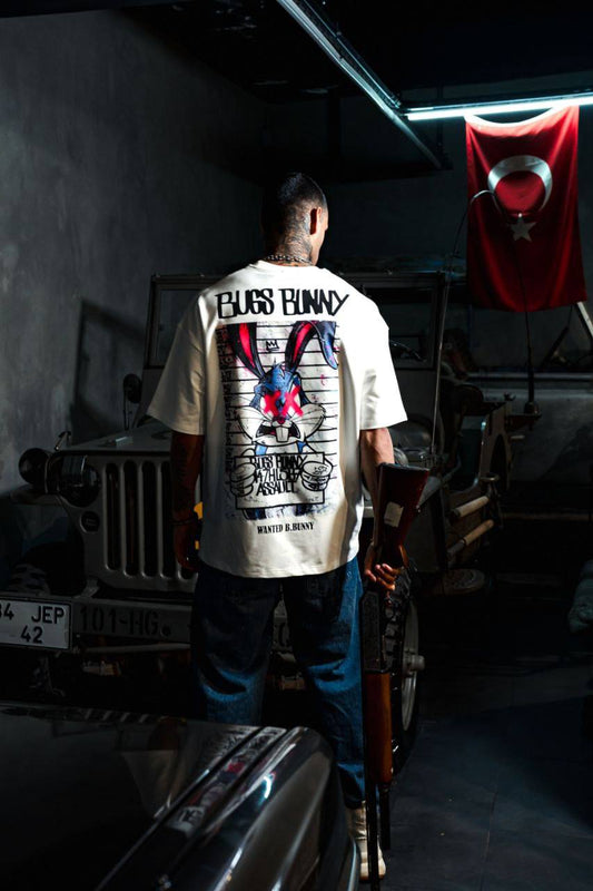 Camiseta extragrande con gráfico de "Bugs Bunny" para hombre - Camiseta Looney Tunes estilo urbano